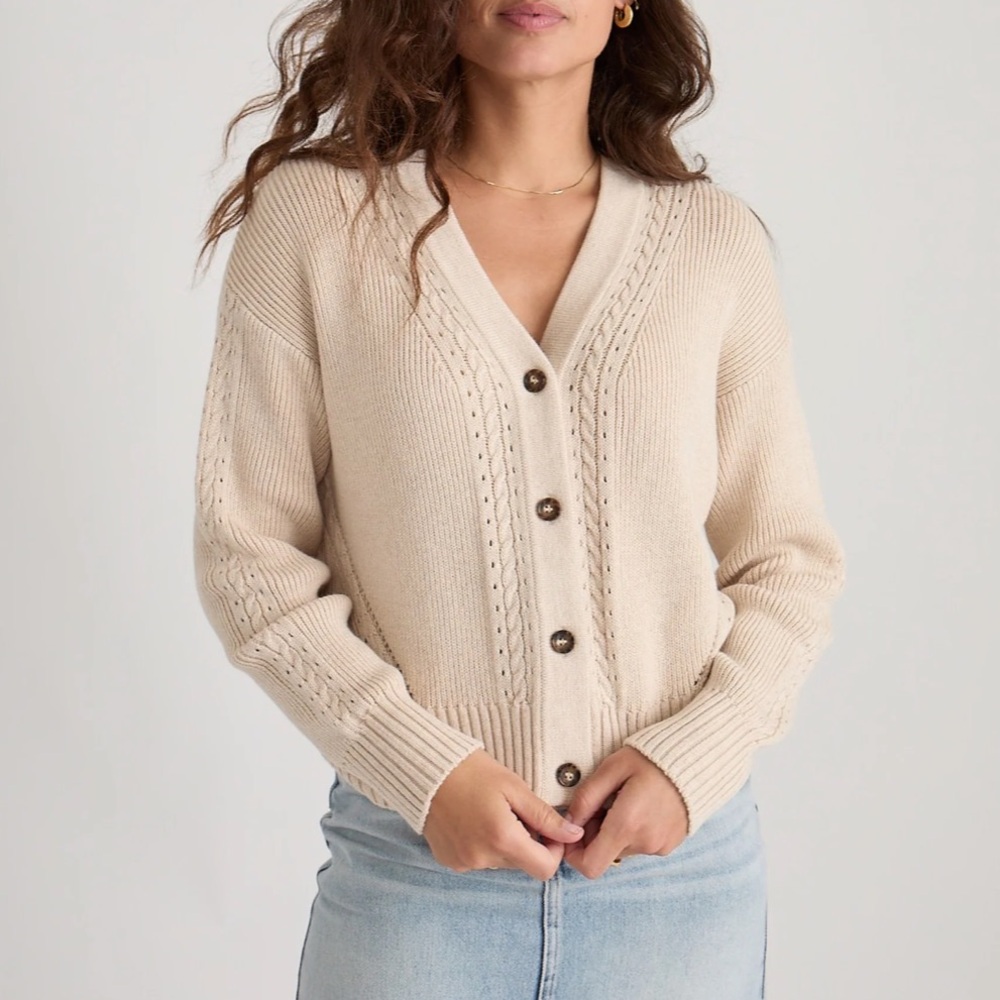Marine Layer Cream Cardigan with Button Detail